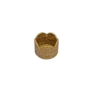 Rattan Scallop Wine Coaster-Cream Rattan Scallop Wine Coaster