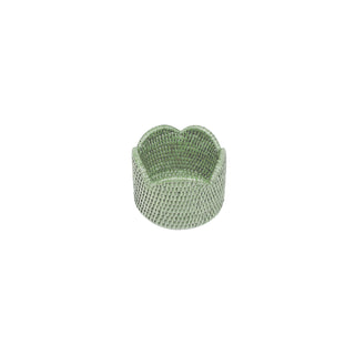 Rattan Scallop Wine Coaster in Green - 8 Coasters