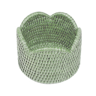 Rattan Scallop Wine Coaster-Green Rattan Scallop Wine Coaster