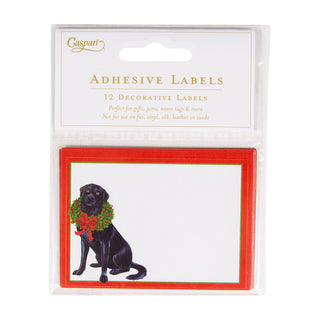 Black Lab With Wreath Name Labels 2 X 3-12 Per Package