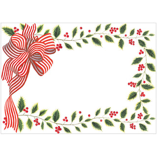 Striped Bow And Greenery Name Labels 2 X 3-12 Per Package