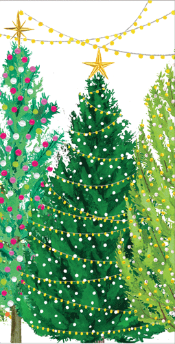 Christmas Trees With Lights Money Card - 1 card with envelope