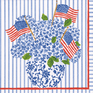 Flags And Hydrangeas Napkin Cocktail