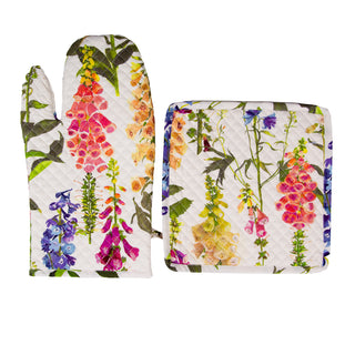 Foxgloves Fabc Oven Mitt/Pot Holder Set