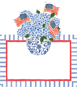 Flags And Hydrangeas Place Card 8 In Die-Cut