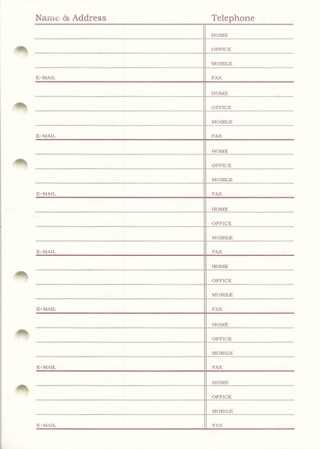 4X6 Address Pages 4X6 Looself Refill