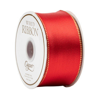 Satin Red/Gold Reversible Wired Ribbon Price Code F - 6 Yards