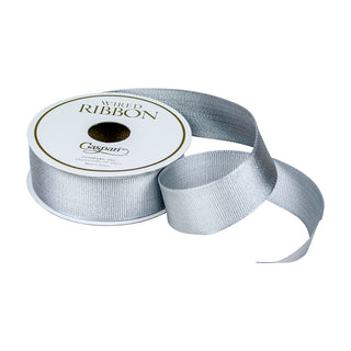 Silver Metallic Grosgrain Wired Ribbon, 1" - 6 yds
