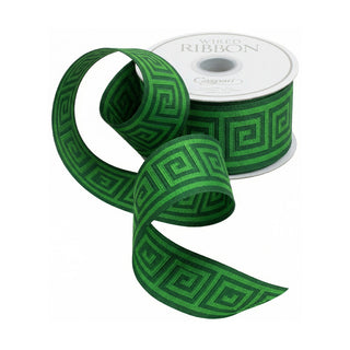 Greek Key Green/Dark Green 2" Ribbon - 6 yards per roll