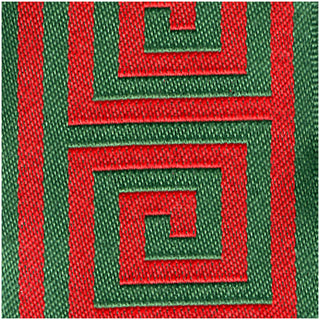 Greek Key Red/Dark Green 2" Ribbon - 6 yards per roll