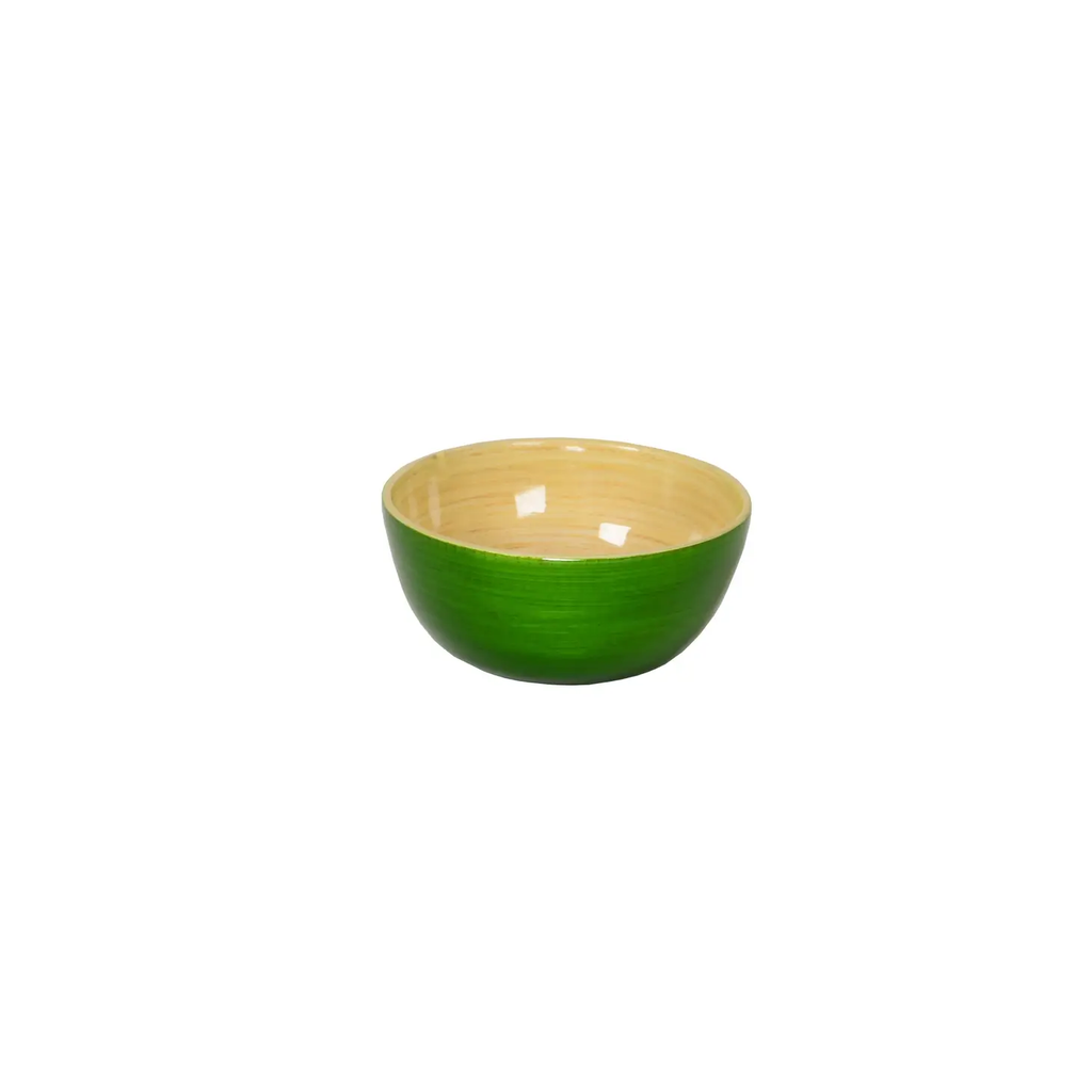 Mini Shallow Bamboo Bowl in Grass Green- Set of 4