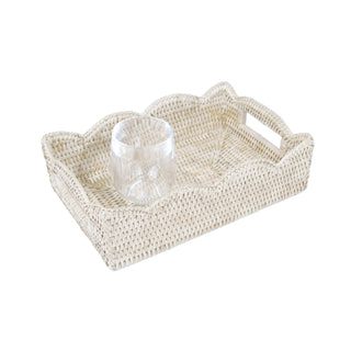 Rattan Scalloped Small Tray in Cream - 1 Placemat