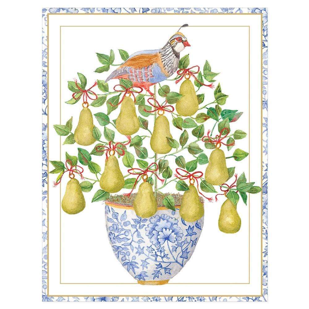 Partridge in a Pear Tree Blank Christmas Cards in Cello Pack - 5 Cards – Caspari Europe partridge-in-a-pear-tree-blank-christmas-cards-in-cello-pack-5-cards-caspari-europe