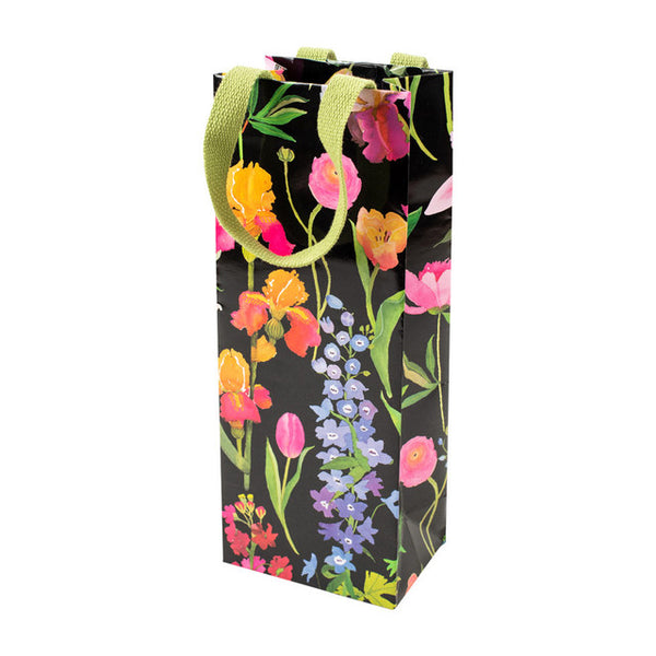 Summer Garden Wine & Bottle Gift Bag in Black - 1 Each