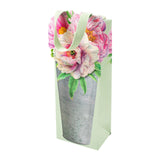 Caspari Peonies in French Flower Bucket Wine & Bottle Gift Bag - 1 Each 10031B4