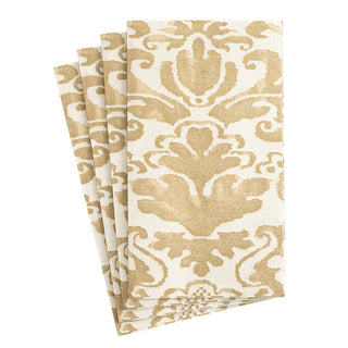 Caspari Palazzo Paper Linen Guest Towel Napkins in Light Gold - 12 Per Package 10120GG