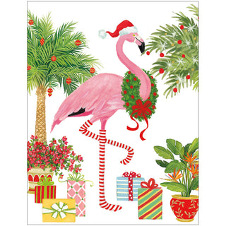 Christmas Flamingo Christmas Cards in Cello Pack - 5 Cards & 5 Envelopes