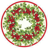 Holly and Berry Wreath Round Paper Placemats - 12 Per Package 1110PPRND