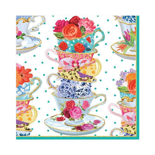 Caspari Tea Cups Paper Luncheon Napkins - 20 Per Package 11810L