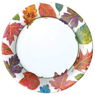 Caspari Jeweled Autumn Paper Dinner Plates in Ivory - 8 Per Package 12880DP