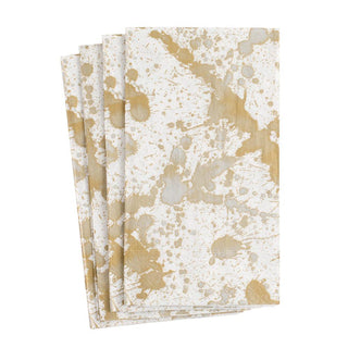 Caspari Splatterware Paper Guest Towel Napkins in Gold - 15 Per Package 13192G