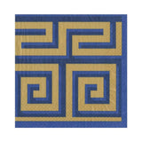 Caspari Greek Meander Paper Luncheon Napkins in Blue & Gold - 20 Per Package 14001L