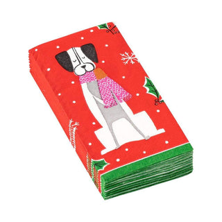Caspari Christmas Canines Facial Tissue Hankies - 10 Per Package 14130M