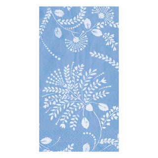 Caspari Trailing Floral Paper Guest Towel Napkins in Blue - 15 Per Package 14491G