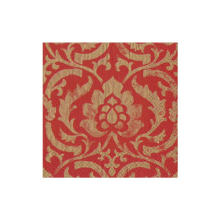 Caspari Baroque Paper Cocktail Napkins in Red - 20 Per Package 14670C