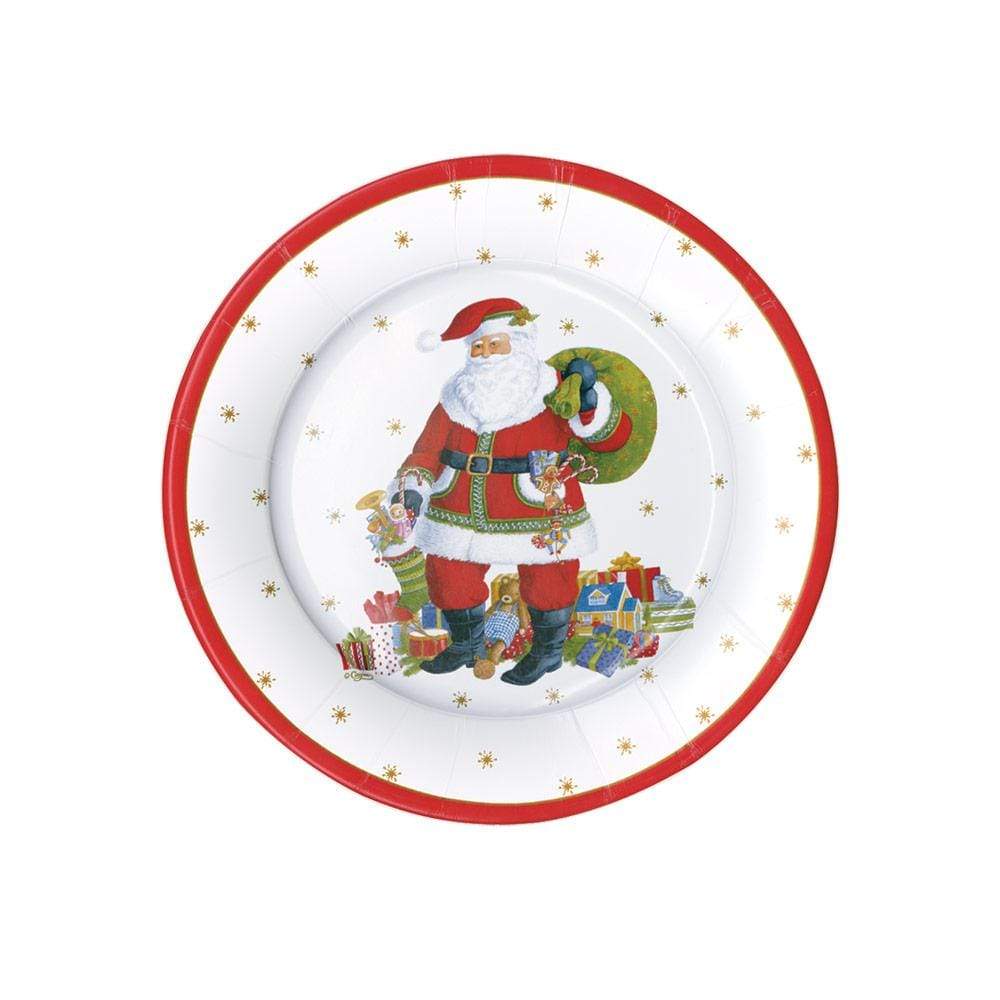 Caspari Santa Claus Lane Paper Salad & Dessert Plates - 8 Per Package 14720SP
