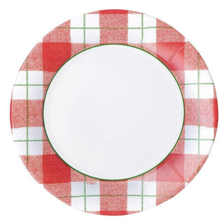 Caspari Plaid Check Paper Dinner Plates in Red - 8 Per Package 14800DP