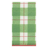 Caspari Plaid Check Paper Linen Guest Towel Napkins in Green - 12 Per Package 14801GG