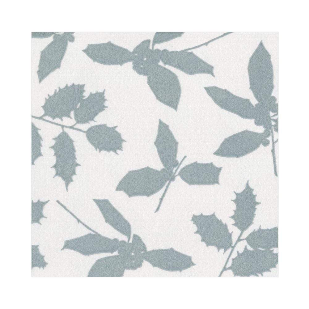 Caspari Holly Silhouettes Paper Linen Luncheon Napkins in Ivory & Silver - 15 Per Package 14812LG