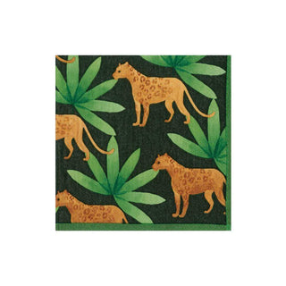 Caspari Panthera Paper Cocktail Napkins in Green - 20 Per Package 15200C