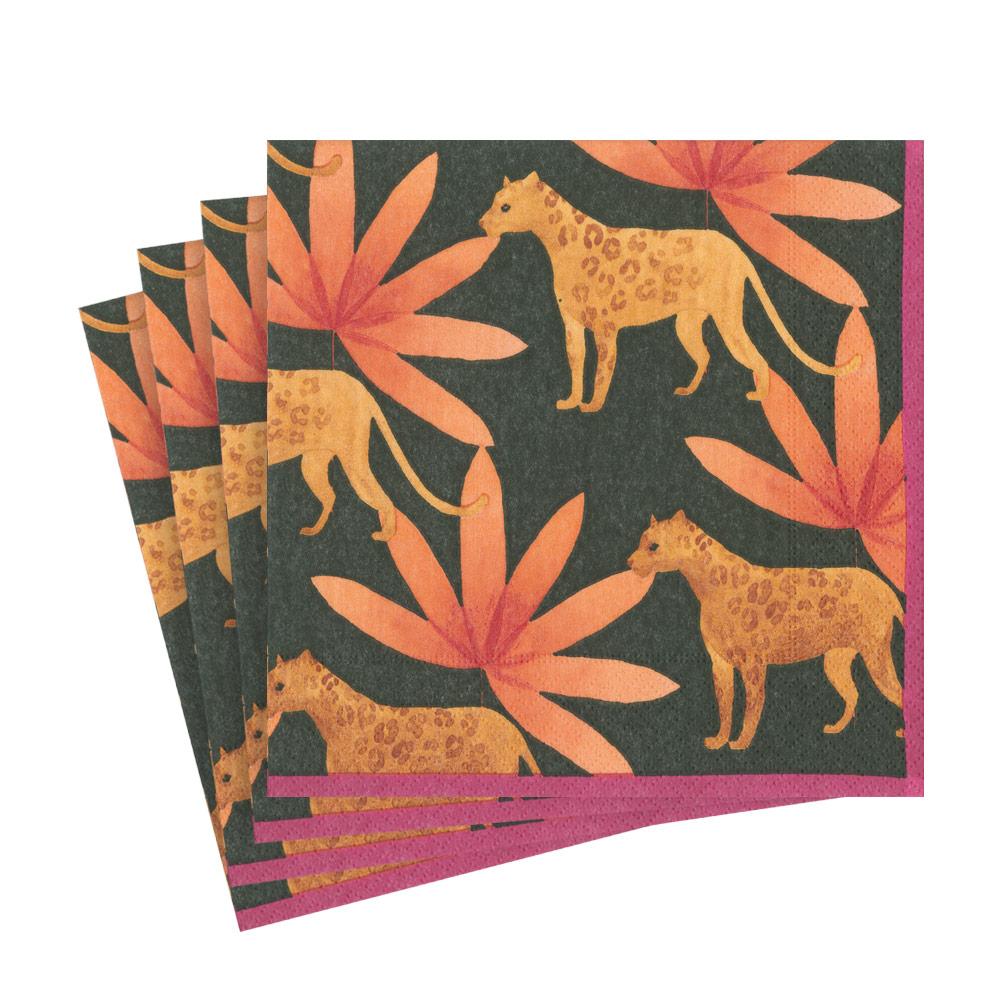 Caspari Panthera Paper Luncheon Napkins in Fuchsia - 20 Per Package 15201L