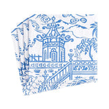 Caspari Pagoda Toile Paper Cocktail Napkins in Blue - 20 Per Package 15340C