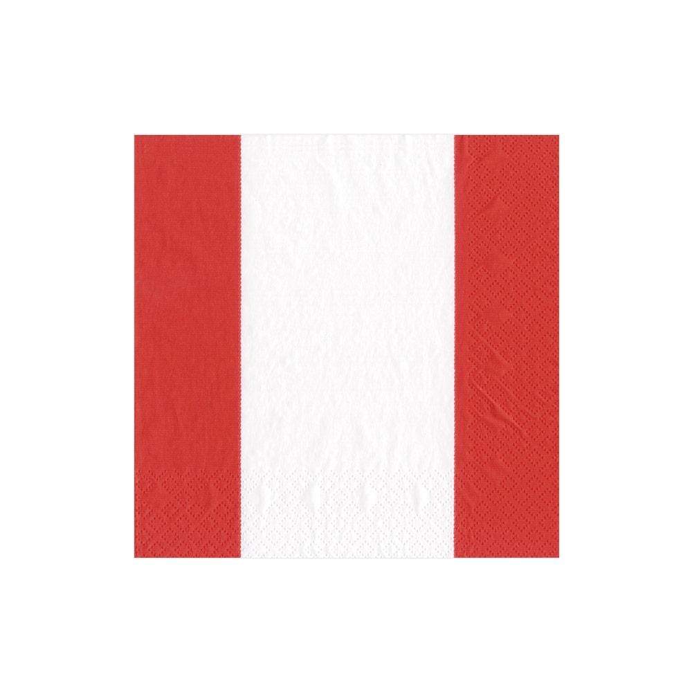 Caspari Bandol Stripe Paper Cocktail Napkins in Red - 20 Per Package 15354C