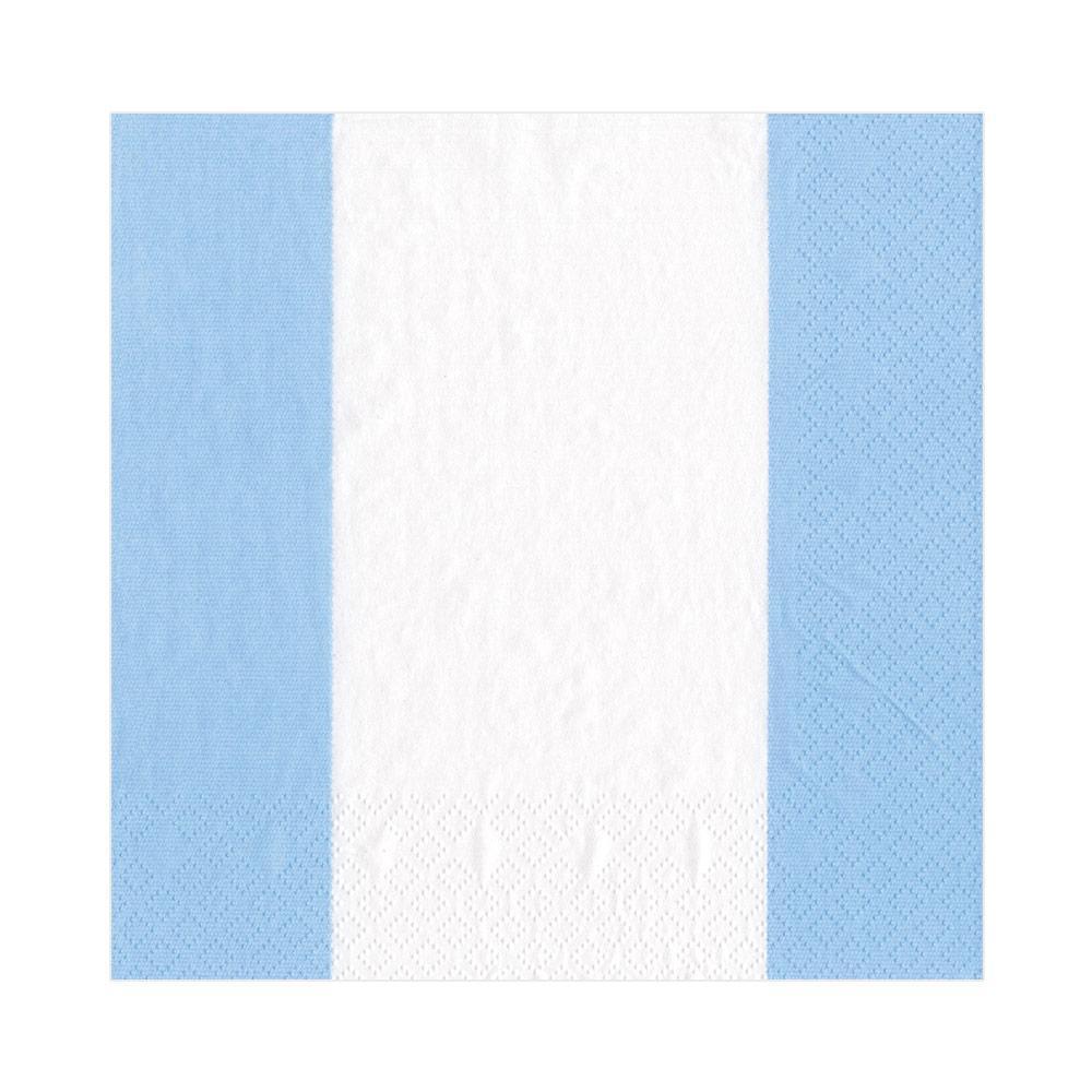 Caspari Bandol Stripe Paper Luncheon Napkins in Light Blue - 20 Per Package 15355L