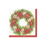 Caspari Ornament Wreath Paper Cocktail Napkins - 20 Per Package 15390C