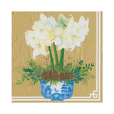 Caspari Potted Amaryllis Paper Luncheon Napkins in Gold - 20 Per Package 15580L