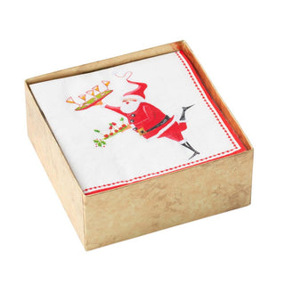 Caspari Santa Serving Cocktails Boxed Paper Cocktail Napkins - 40 Per Box 15620B
