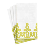 Caspari Dessin Passementerie Paper Linen Guest Towel Napkins in Moss Green - 12 Per Package 15642GG