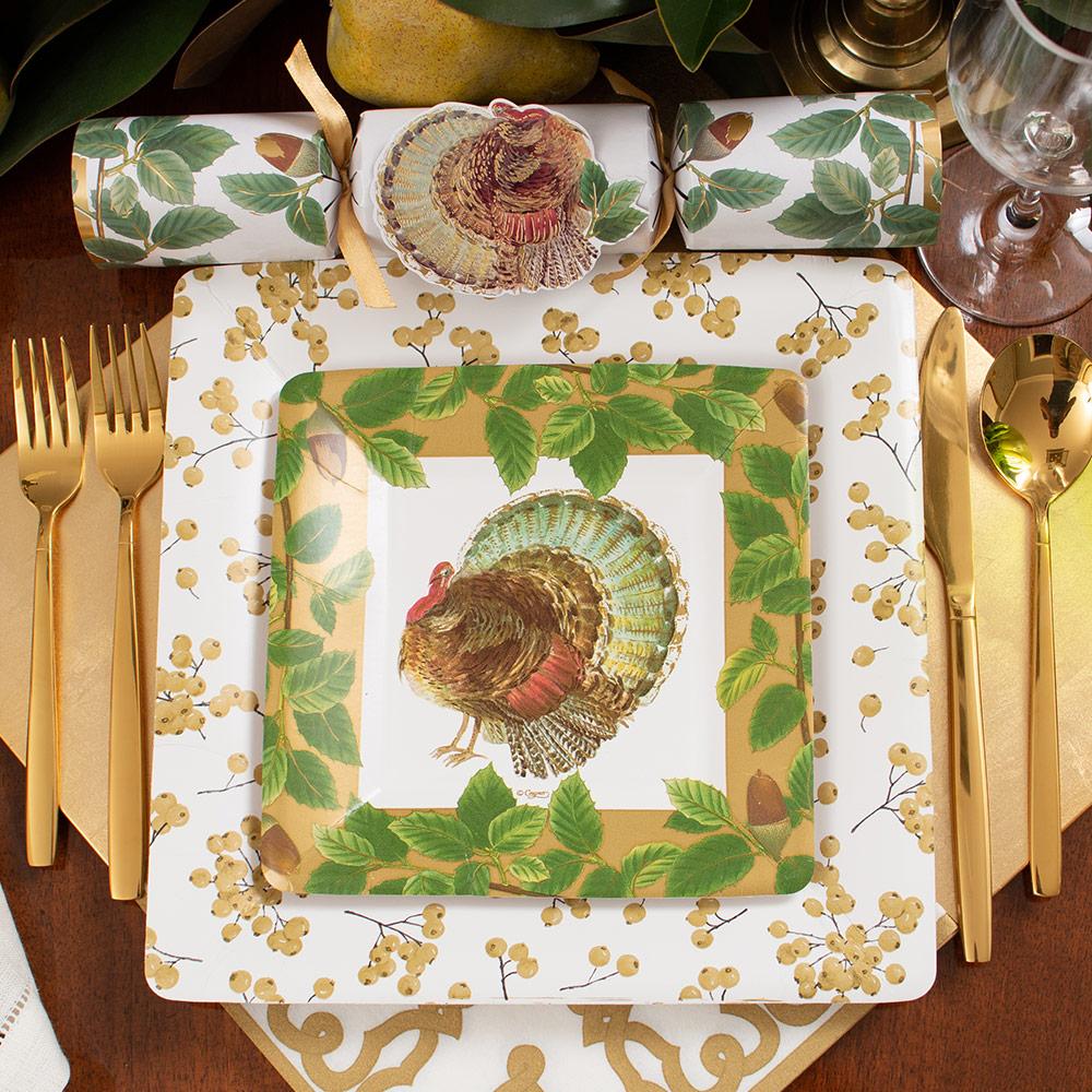 thumbnail image 2 of Caspari Green And Blue Salad & Dessert Plates - 8-Inch, 8 Plates Per Pack, Disposable Elegance 2 of 10