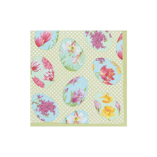 Caspari Floral Decorated Eggs Boxed Paper Cocktail Napkins - 40 Per Box 15690B
