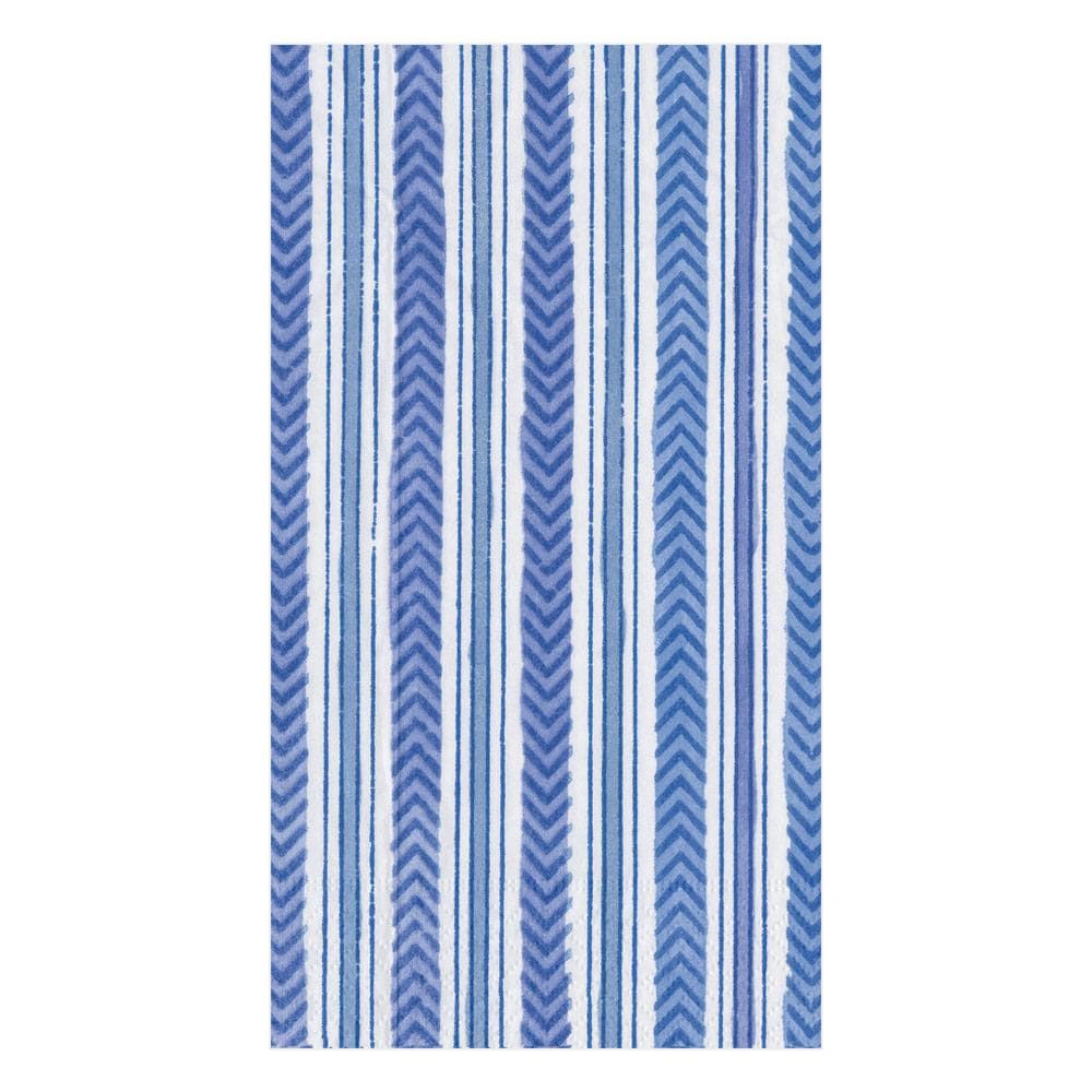 Caspari Carmen Stripe Paper Guest Towel Napkins in Blue - 15 Per Package 15821G