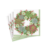 Caspari Succulent Wreath Paper Cocktail Napkins - 20 Per Package 16080C