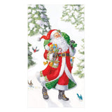 Caspari Woodland Santa Paper Guest Towel Napkins - 15 Per Package 16100G