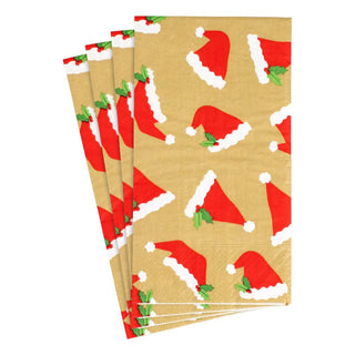 Caspari Santa Hat Toss Paper Guest Towel Napkins in Gold - 15 Per Package 16130G