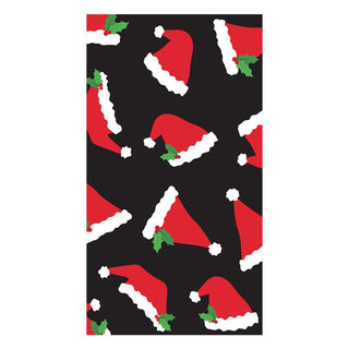 Caspari Santa Hat Toss Paper Guest Towel Napkins in Black - 15 Per Package 16131G