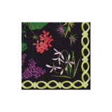 Caspari Mary Delany Flower Mosaics Paper Cocktail Napkins in Black - 20 Per Package 16411C